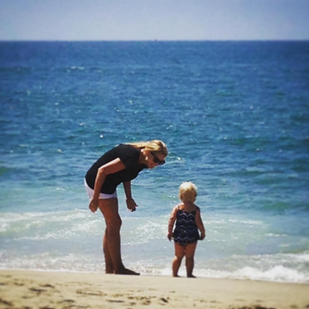 Young Finley at a beach with mommy Nicole Briscoe